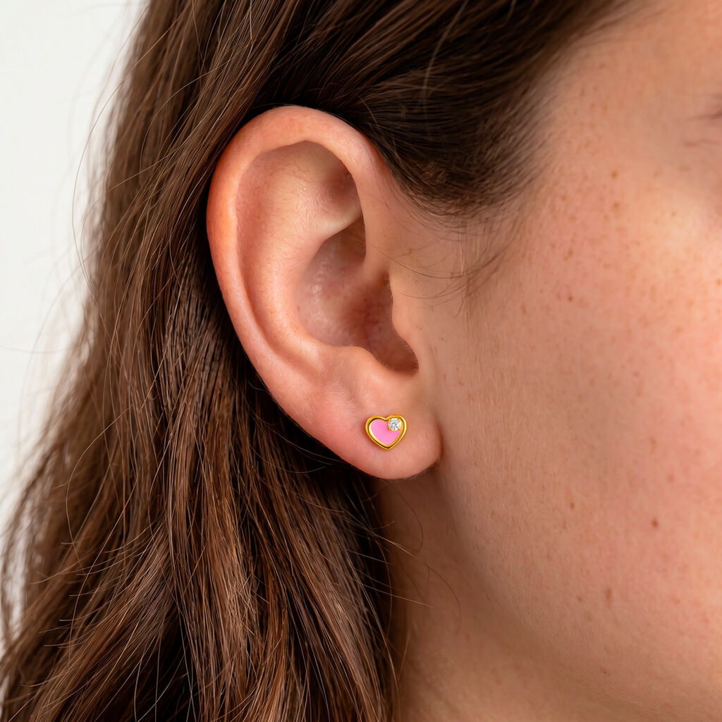 Boucles D'Oreilles Puces Tapio Or Jaune Oxyde De Zirconium - Clous d'oreilles Enfant | Histoire d&rsquo;Or