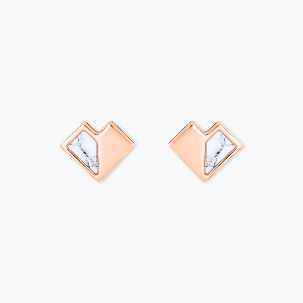 Boucles D'oreilles Puces Rossana Argent Rose Pierre De Synthese - Boucles d'oreilles fantaisie Femme | Histoire d&rsquo;Or