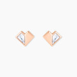 Boucles D'oreilles Puces Rossana Argent Rose Pierre De Synthese - Boucles d'oreilles fantaisie Femme | Histoire d&rsquo;Or