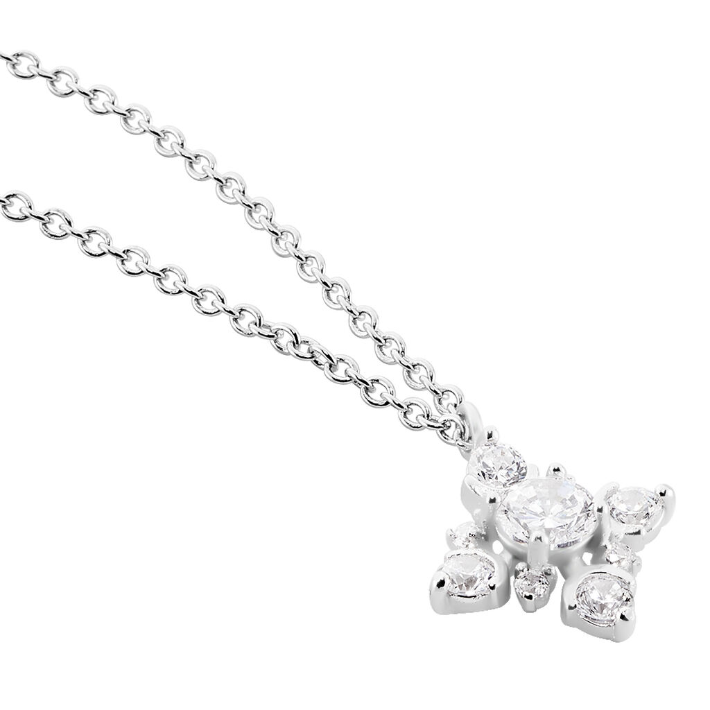 Collier Flocon Argent Blanc Oxyde De Zirconium - Colliers fantaisie Femme | Histoire d’Or