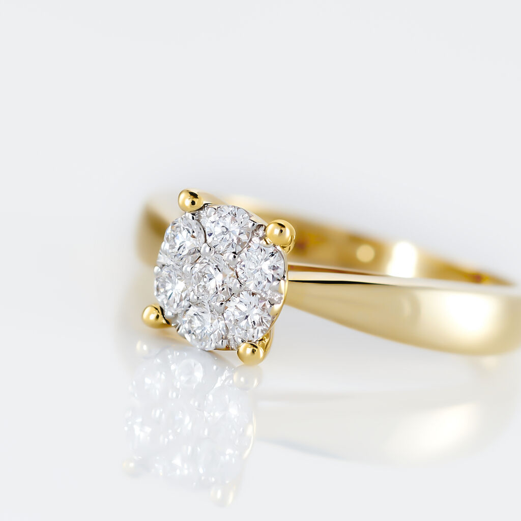 Bague Charlène Or Jaune Diamant Synthetique - Bagues avec pierre Femme | Histoire d’Or