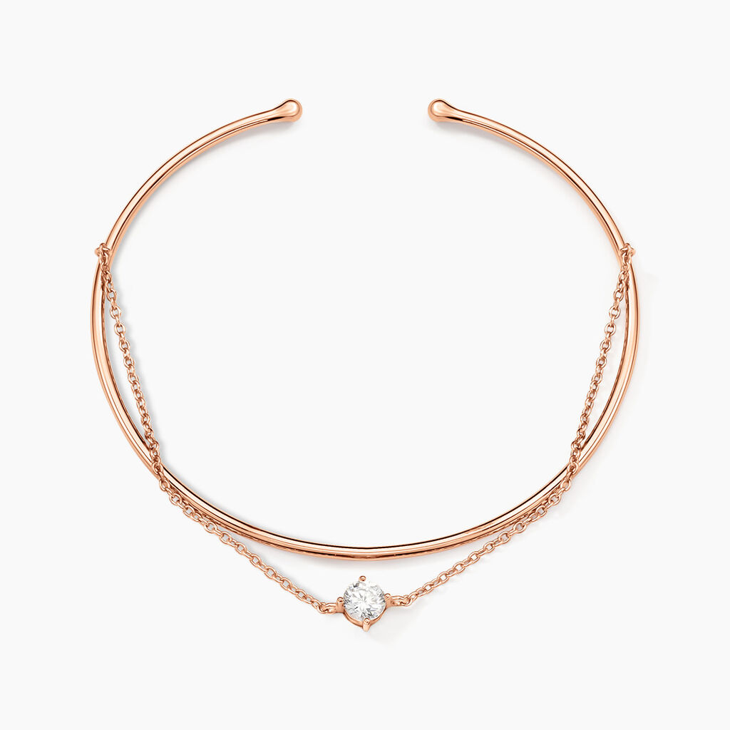 Bracelet Jonc Ruth Argent Rose Oxyde De Zirconium - Bracelets joncs Femme | Histoire d’Or