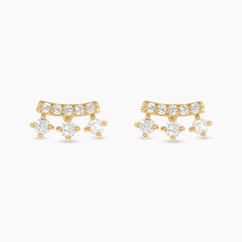 Boucles D'oreilles Puces Narelle Or Jaune Oxyde De Zirconium - Clous d'oreilles Femme | Histoire d&rsquo;Or