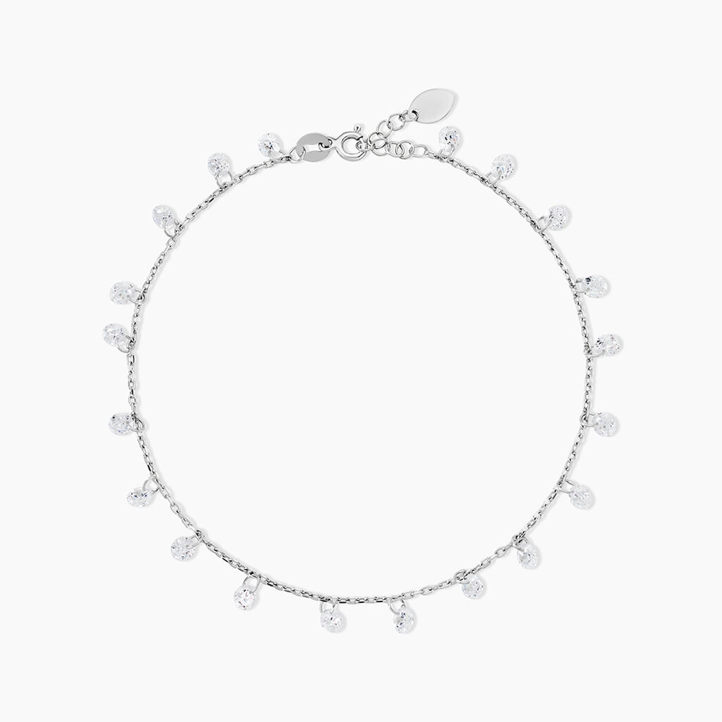 Cha&icirc;ne De Cheville Carolaine Argent Blanc Oxyde De Zirconium - Cha&icirc;nes de cheville Femme | Histoire d&rsquo;Or