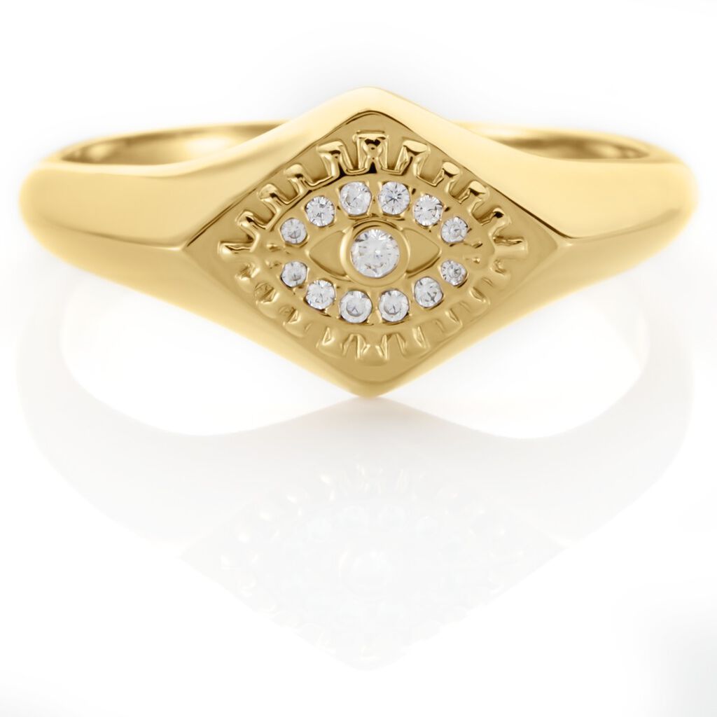 Chevalière Plaqué Or Jaune Ignazio Oxyde De Zirconium - Chevalières Femme | Histoire d’Or