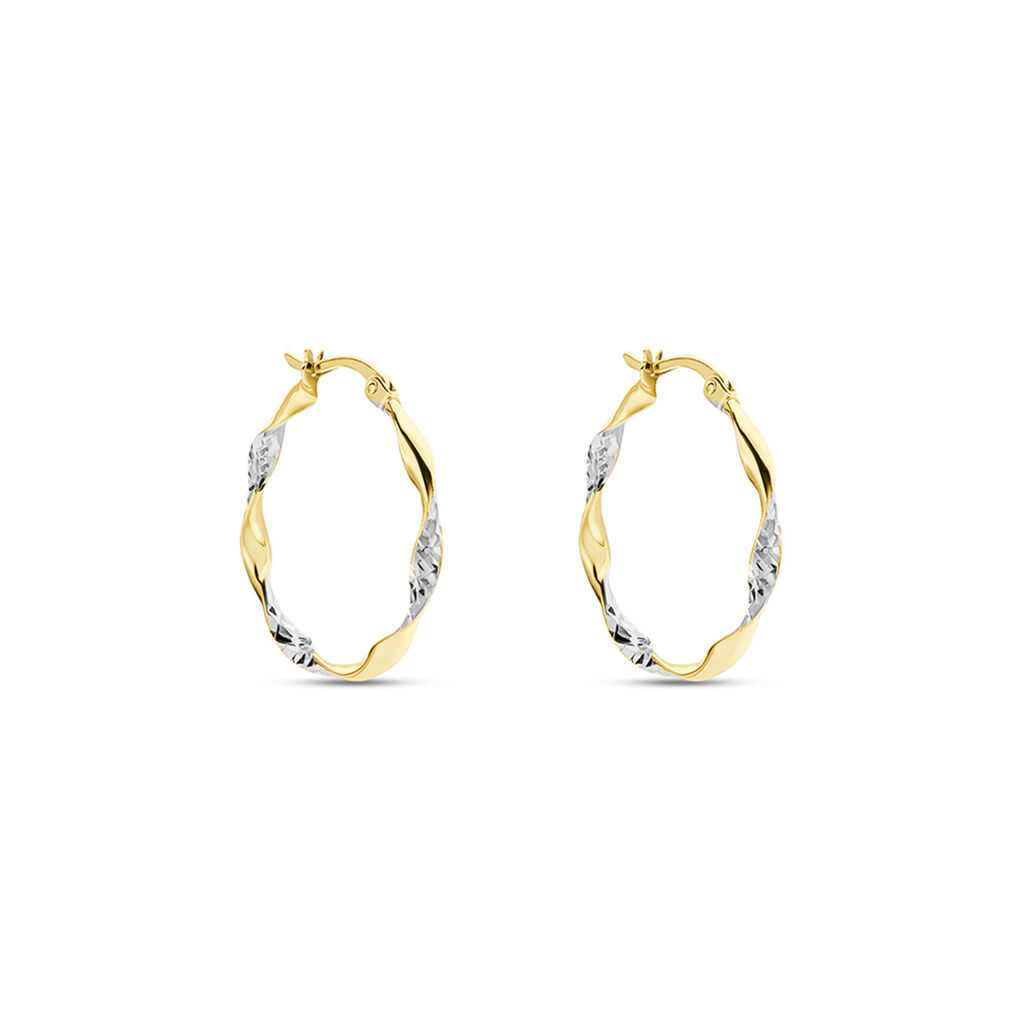 Cr&eacute;oles Eleanie Fil Vrille Or Bicolore - Boucles d'oreilles cr&eacute;oles Femme | Histoire d&rsquo;Or