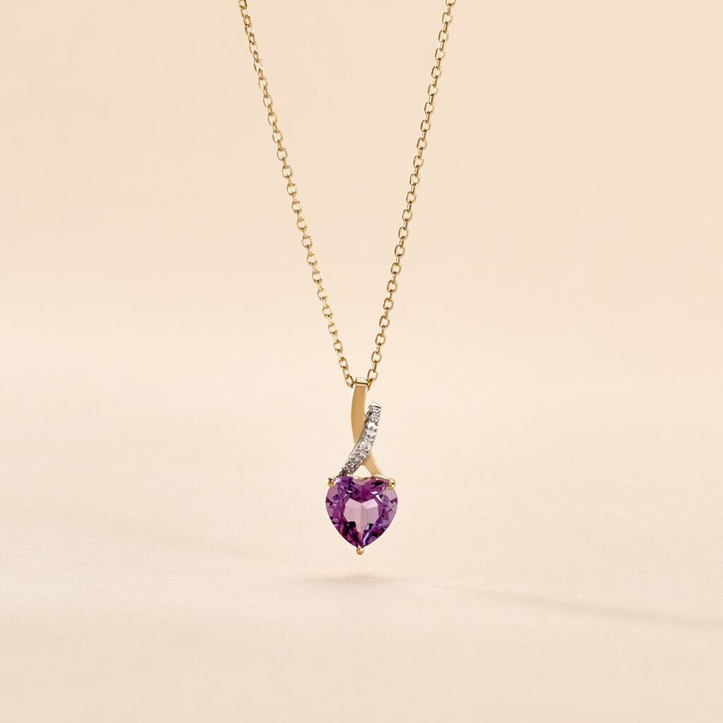 Collier Clothilde Or Jaune Amethyste Et Oxyde De Zirconium - F&ecirc;te des m&egrave;res Femme | Histoire d&rsquo;Or