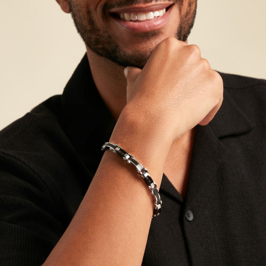 Bracelet Jourdan Aaron Acier Argent&eacute; - Bracelets Homme | Histoire d&rsquo;Or