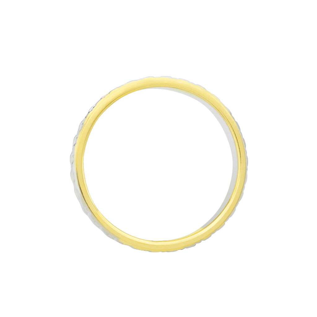 Alliance Grain De Folie Diamantee Ruban Plat Or Bicolore - Alliances Unisex | Histoire d&rsquo;Or