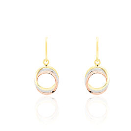 Boucles D'oreilles Pendantes Berangere Triple Cercles Or Tricolore - Boucles d'oreilles pendantes Femme | Histoire d’Or