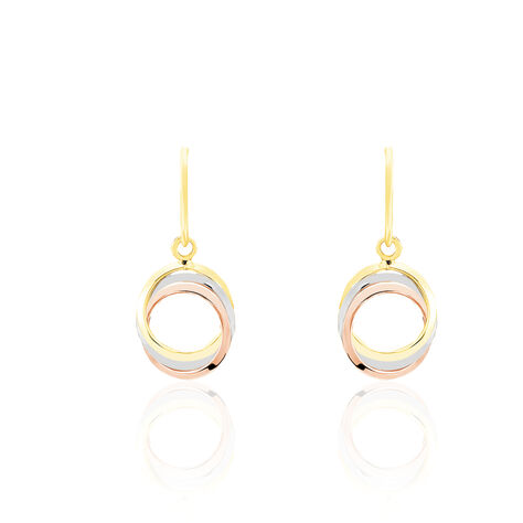 Boucles D'oreilles Pendantes Berangere Triple Cercles Or Tricolore - Boucles d'oreilles pendantes Femme | Histoire d’Or