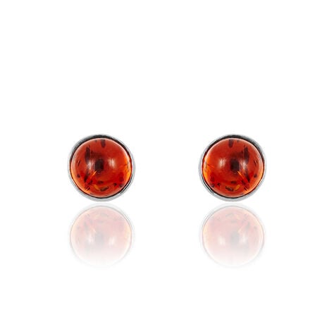 Boucles D'oreilles Puces Brunhild Argent Blanc Ambre - Boucles d'oreilles fantaisie Femme | Histoire d’Or