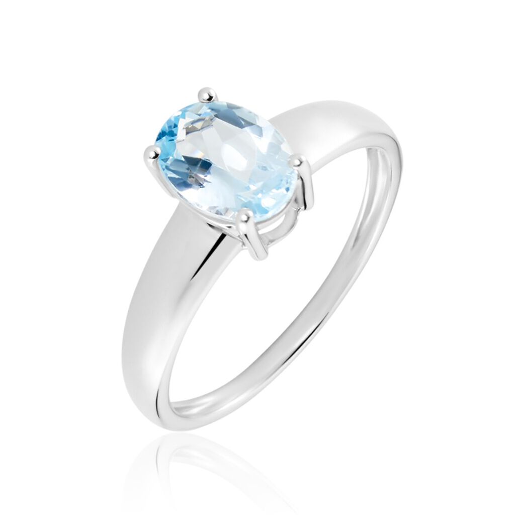 Bague Cassius Or Blanc Topaze Bleu Sky - Bagues solitaires Femme | Histoire d’Or