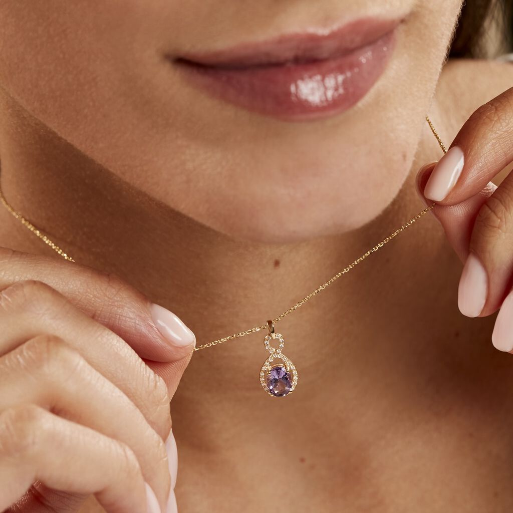 Collier Passion Or Jaune Amethyste Et Oxyde De Zirconium - Colliers Femme | Histoire d’Or
