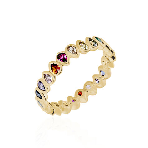 Bague Plaqué Or Jaune Ethem Anneau Pierres Multicolores - Bagues avec pierre Femme | Histoire d’Or