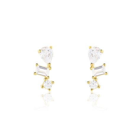 Boucles D'oreilles Puces Osip Or Jaune Oxyde De Zirconium - Clous d'oreilles Femme | Histoire d&rsquo;Or