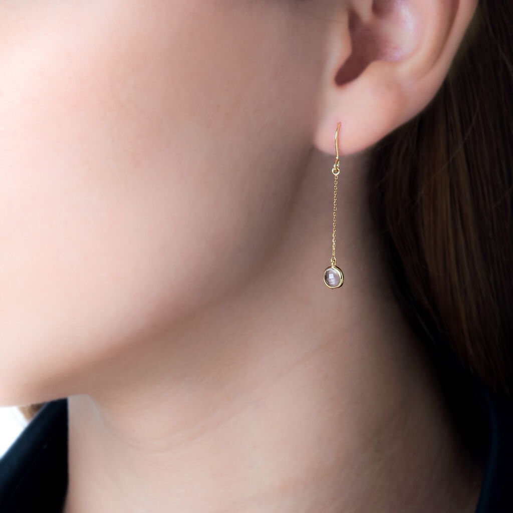 Boucles D'oreilles Pendantes Or Jaune Quartz - Boucles d'oreilles pendantes Femme | Histoire d&rsquo;Or