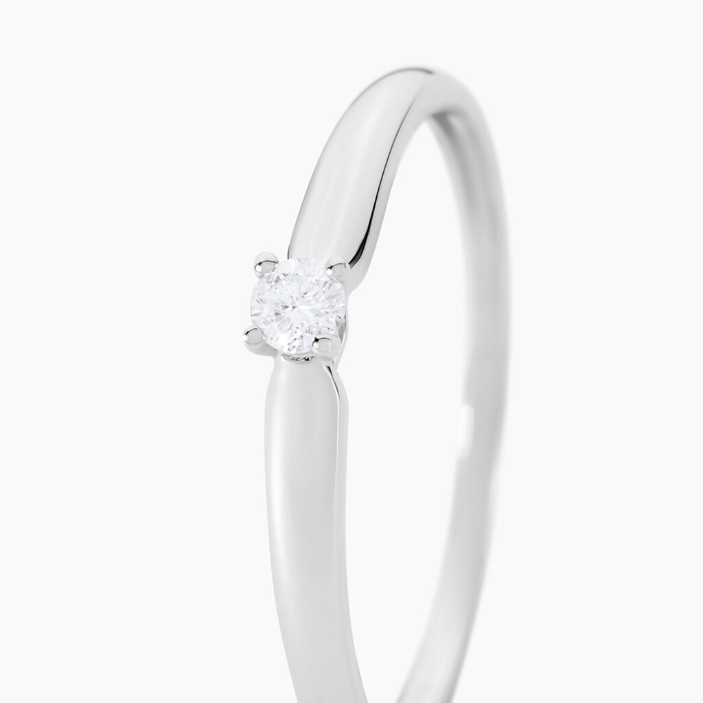 Bague Solitaire Flora Or Blanc Diamant - Bagues solitaires Femme | Histoire d&rsquo;Or