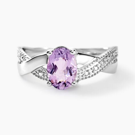 Bague Candice Or Blanc Amethyste - Bagues solitaires Femme | Histoire d&rsquo;Or