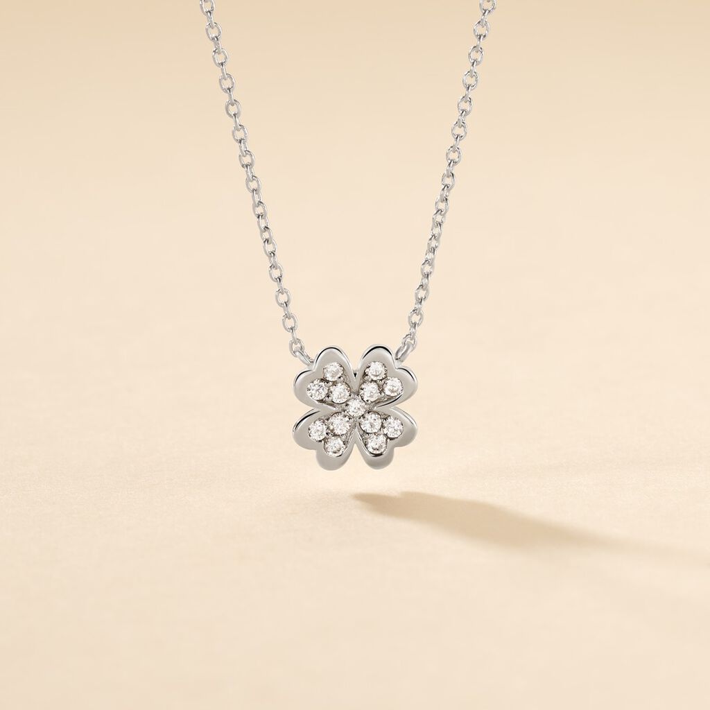 Collier Fortunata Argent Blanc Oxyde De Zirconium - Colliers fantaisie Femme | Histoire d&rsquo;Or