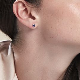 Boucles D'oreilles Puces Or Blanc Isador Saphir - Clous d'oreilles Femme | Histoire d’Or
