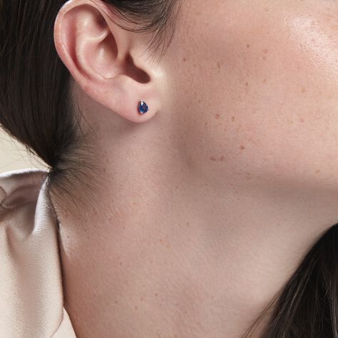 Boucles D'oreilles Puces Or Blanc Isador Saphir - Clous d'oreilles Femme | Histoire d’Or