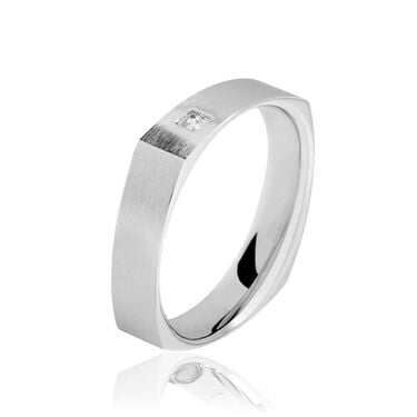 Alliance Carree Brossee Or Blanc Diamant Alliance Carree Brossee Or Blanc Diamant