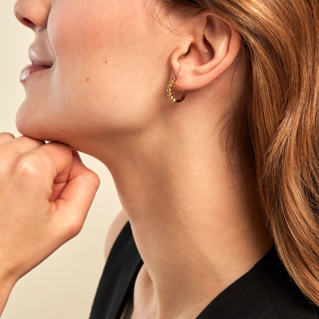 Créoles Golden Beans Plaqué Or Jaune - Boucles d'oreilles créoles Femme | Histoire d’Or