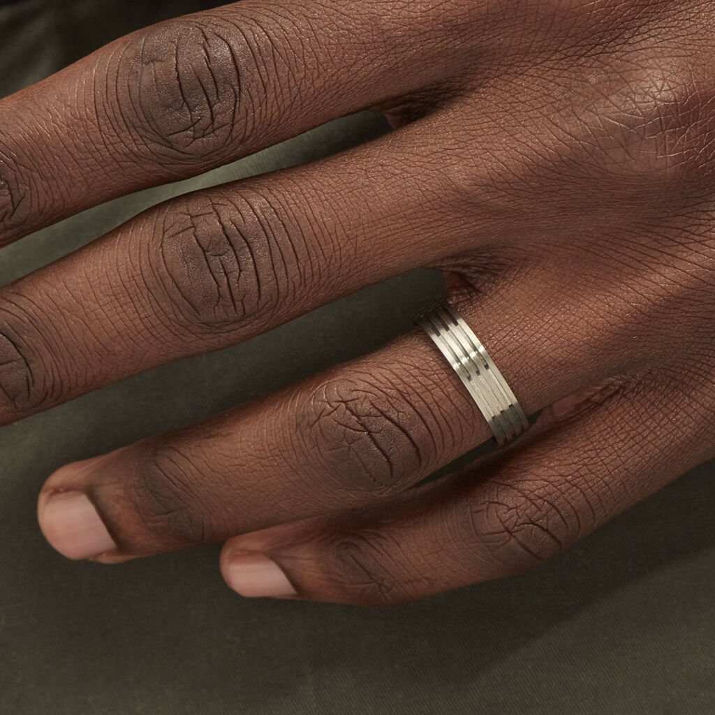 Alliance Rhodium Ruban Plat Palladium Bicolore - Alliances Homme | Histoire d’Or