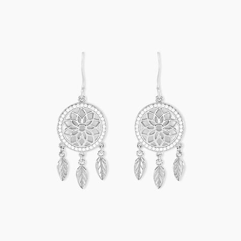 Boucles D'oreilles Pendantes Nemetona Argent Blanc Oxyde - Boucles d'oreilles pendantes Femme | Histoire d’Or