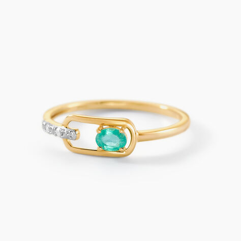 Bague Green Peas Or Jaune Emeraude Diamant - Bagues solitaires Femme | Histoire d’Or