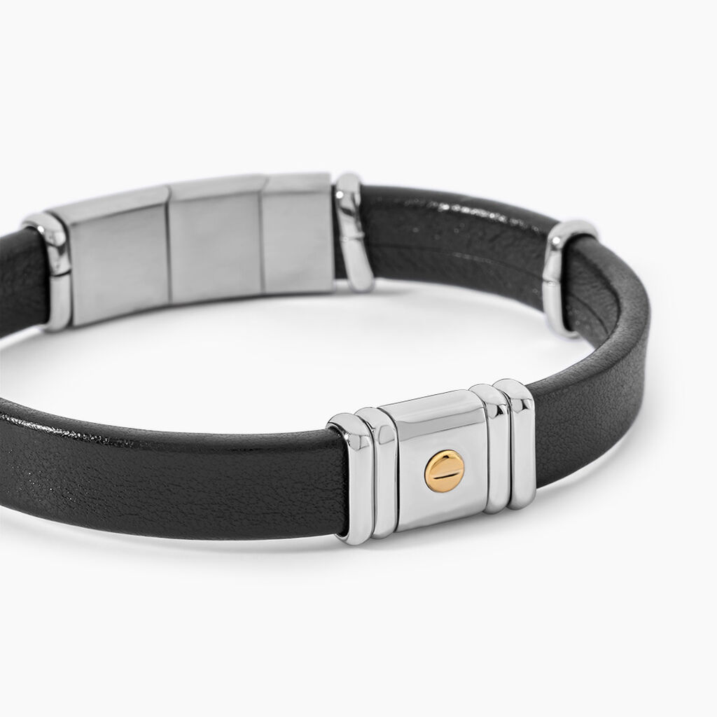Bracelet Jourdan Cuir Noir - Bracelets Cuir Homme | Histoire d&rsquo;Or