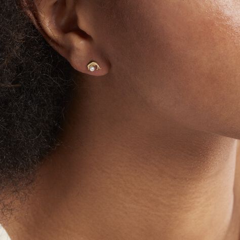 Boucles D'oreilles Puces Eleanor Dauphin Or Jaune Perle De Culture - Clous d'oreilles Femme | Histoire d’Or