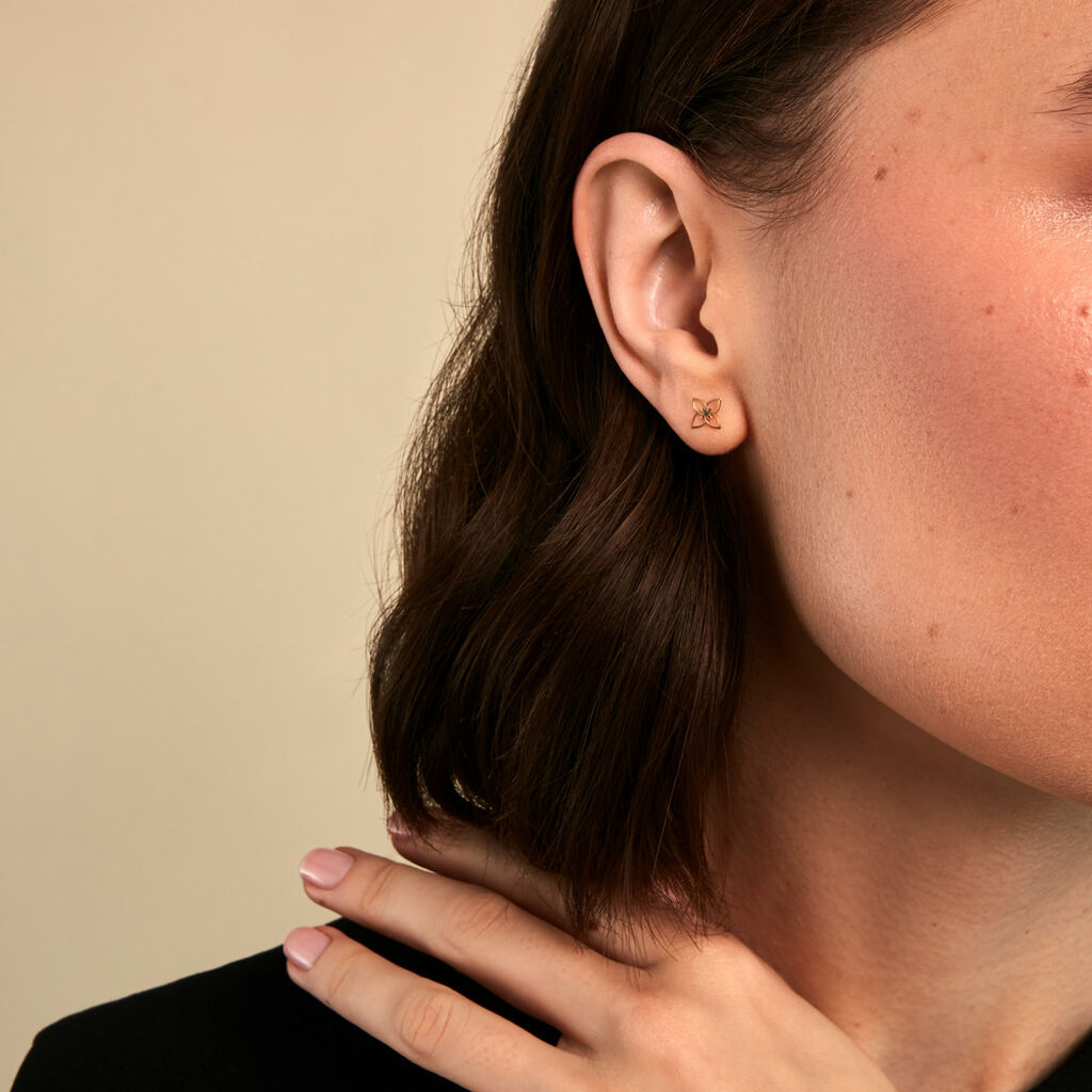 Boucles D'Oreilles Puces Geert Or Jaune - Clous d'oreilles Femme | Histoire d&rsquo;Or