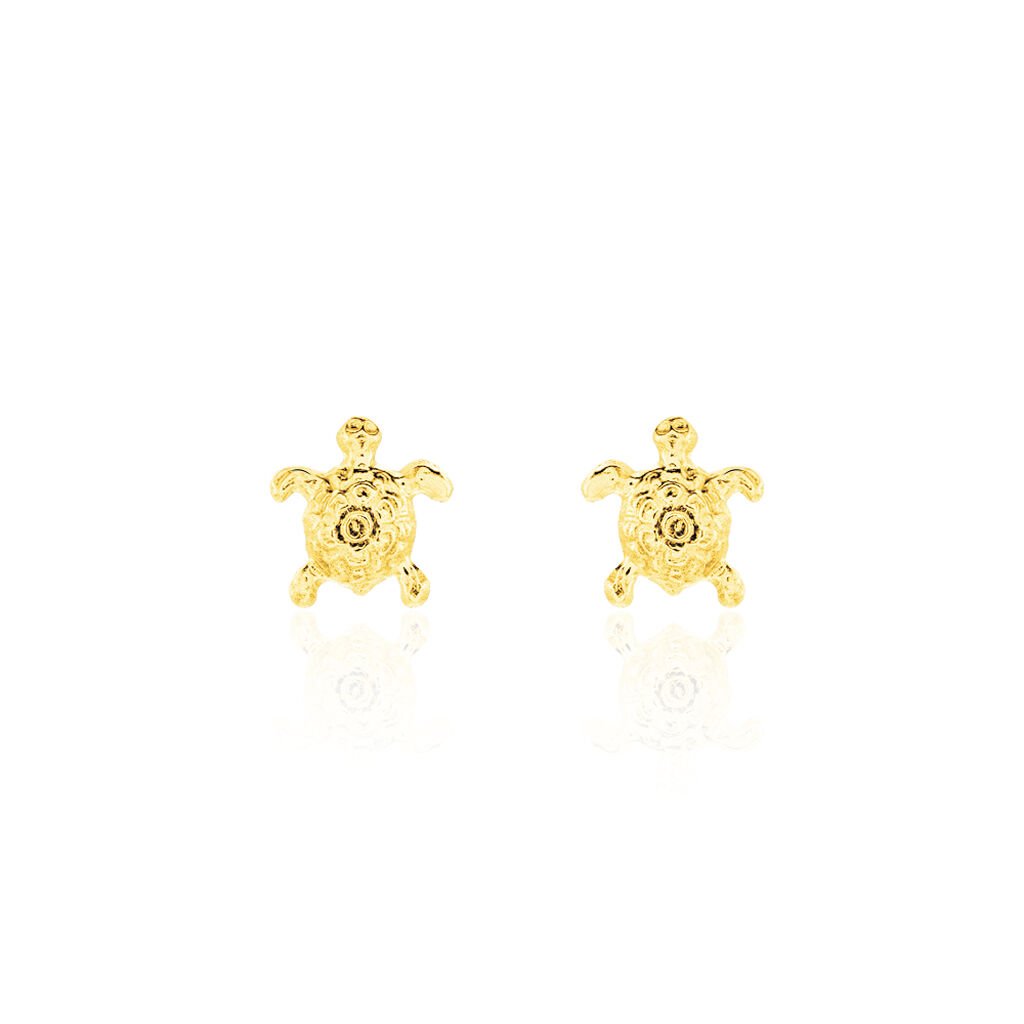 Boucles D'oreilles Puces Almahae Tortue Or Jaune - Clous d'oreilles Famille | Histoire d&rsquo;Or