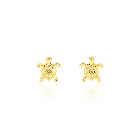 Boucles D'oreilles Puces Almahae Tortue Or Jaune - Clous d'oreilles Famille | Histoire d&rsquo;Or