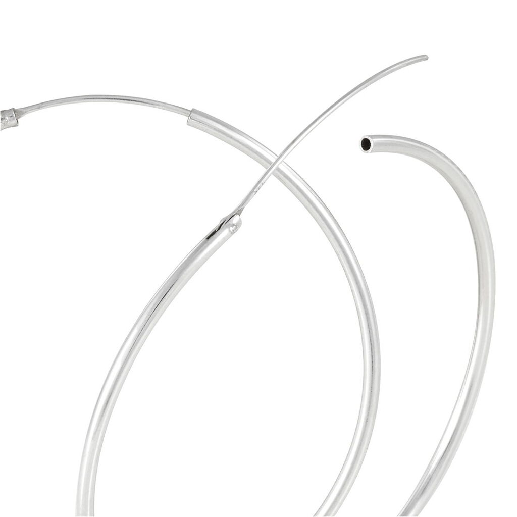 Créoles Argent Blanc Olympia - Boucles d'oreilles créoles Femme | Histoire d’Or