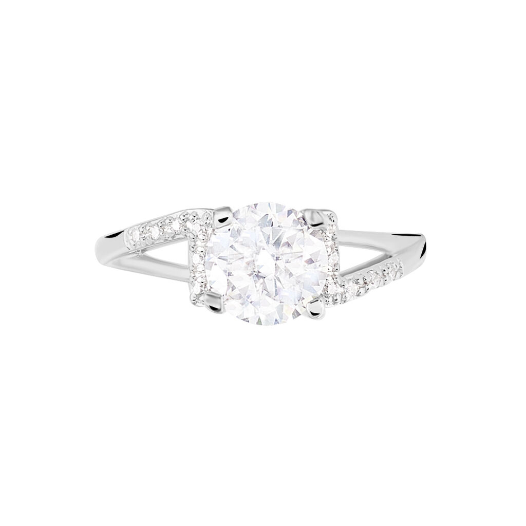 Bague Conception Argent Blanc Oxyde De Zirconium - Bagues solitaires Femme | Histoire d’Or