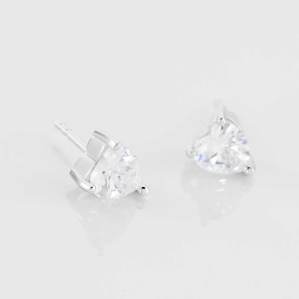 Boucles D'oreilles Puces Breana Argent Blanc Oxyde De Zirconium - Boucles d'oreilles fantaisie Femme | Histoire d&rsquo;Or