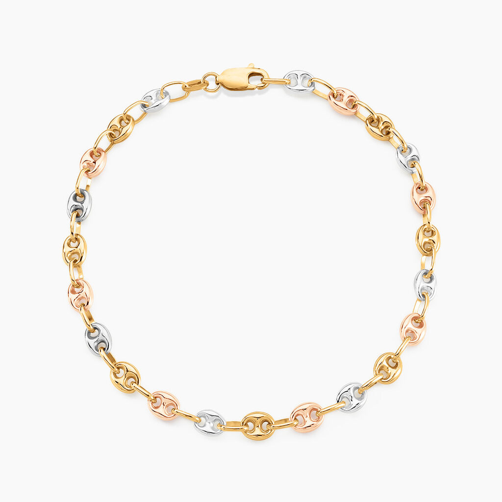 Bracelet Maille Dami Maille Grain De Cafe Or Tricolore - Bracelets cha&icirc;ne Femme | Histoire d&rsquo;Or