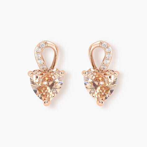 Boucles D'oreilles Puces Atieno Argent Rose Oxyde De Zirconium - Boucles d'oreilles fantaisie Femme | Histoire d&rsquo;Or