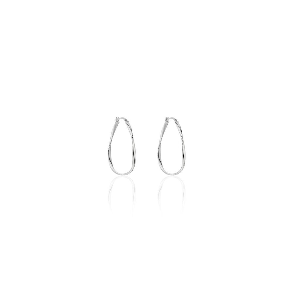 Créoles Argent Blanc Charlie - Boucles d'oreilles créoles Femme | Histoire d’Or