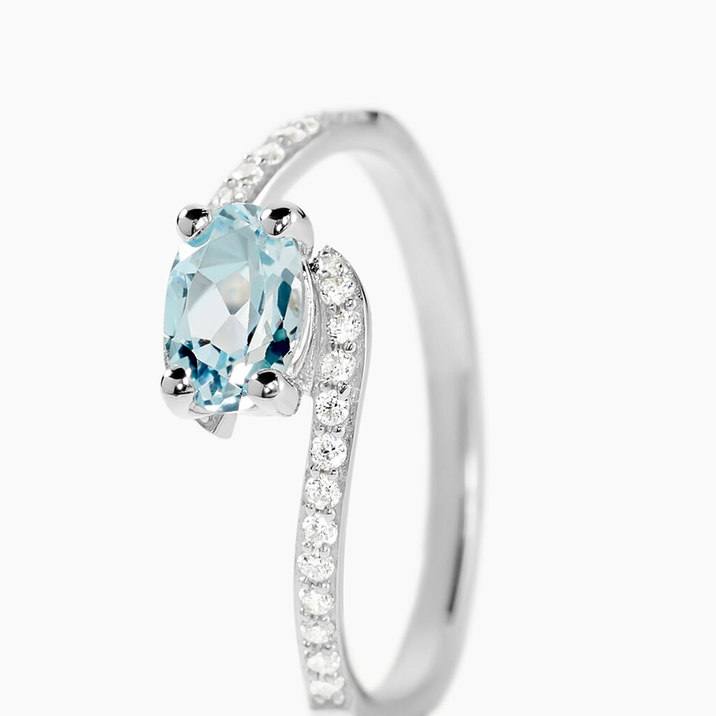 Bague Loriane Or Blanc Topaze Et Oxyde De Zirconium - Bagues solitaires Femme | Histoire d&rsquo;Or