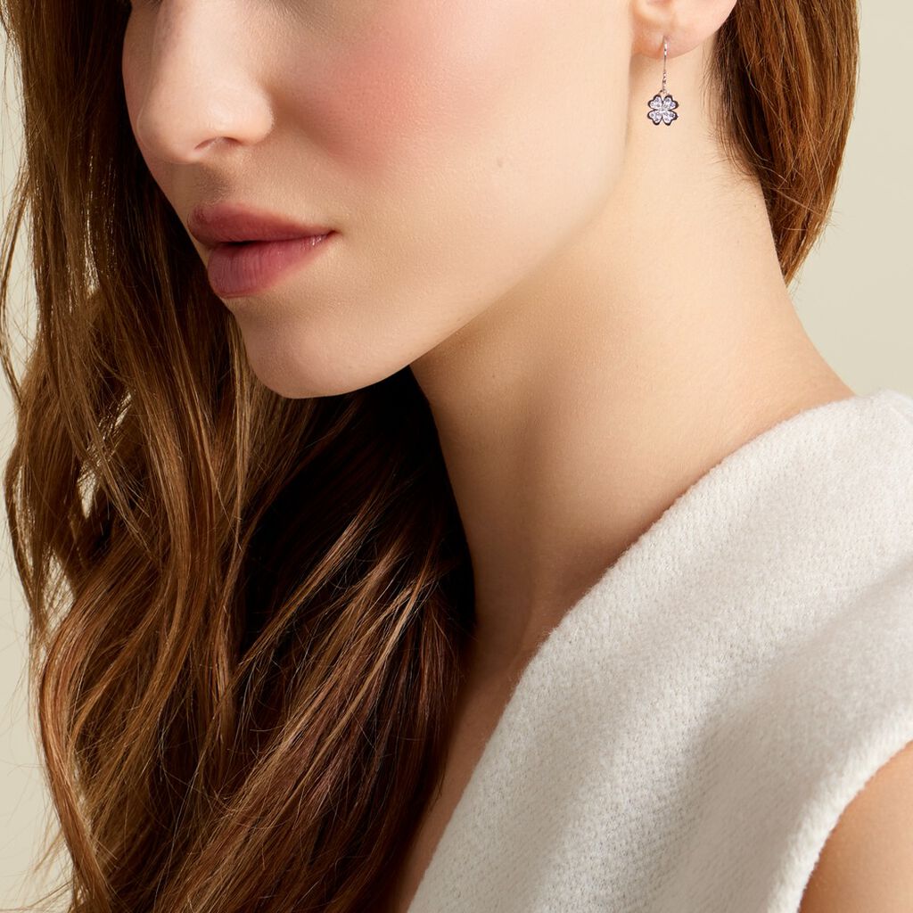 Boucles D'oreilles Pendantes Fortunata Argent Blanc Oxyde De Zirconium - Boucles d'oreilles fantaisie Femme | Histoire d’Or