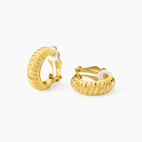 Créoles Lady Code Acier Jaune - Boucles d'oreilles Femme | Histoire d’Or