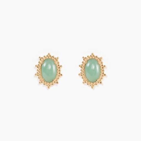 Boucles D'oreilles Puces Vintage Love Plaqué Or Jaune Aventurine - Boucles d'oreilles fantaisie Femme | Histoire d’Or