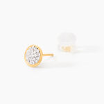 Boucles D'oreilles Puces Edmee Cercle 0 Or Jaune Strass - Clous d'oreilles Femme | Histoire d&rsquo;Or