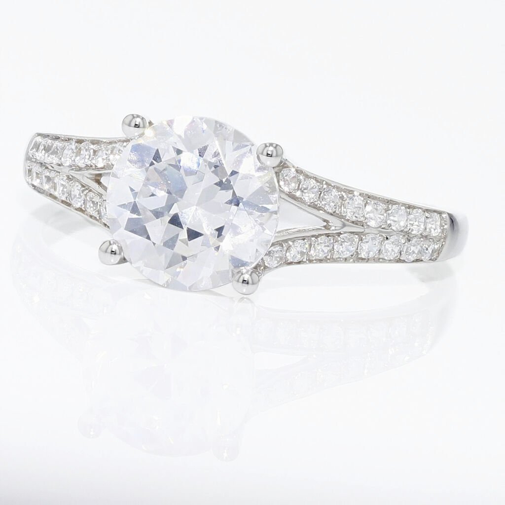 Bague Solitaire Carolina Or Blanc Oxyde De Zirconium - Bagues solitaires Femme | Histoire d&rsquo;Or