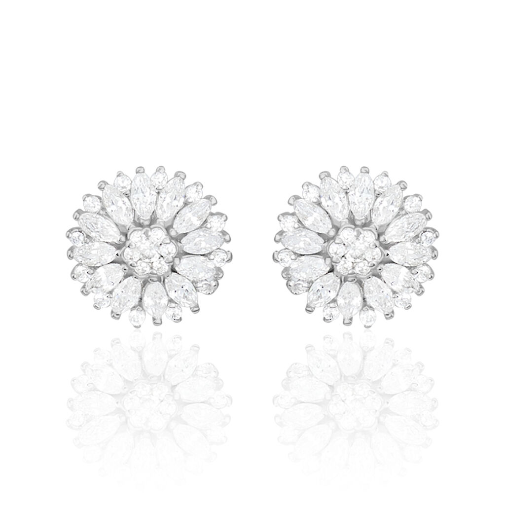 Boucles D'oreilles Puces Hyelana Argent Blanc Oxyde De Zirconium - Boucles d'oreilles fantaisie Femme | Histoire d’Or