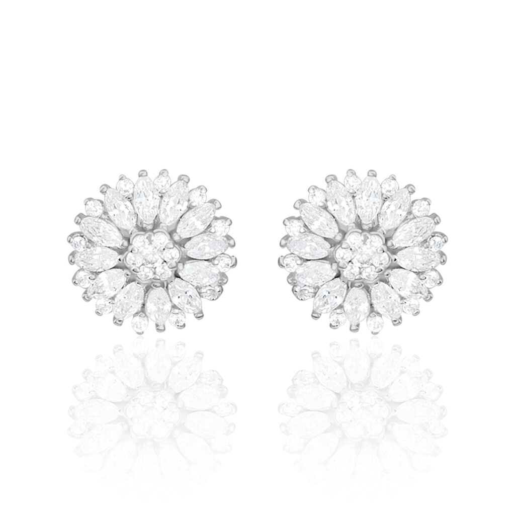 Boucles D'oreilles Puces Hyelana Argent Blanc Oxyde De Zirconium - Boucles d'oreilles fantaisie Femme | Histoire d’Or